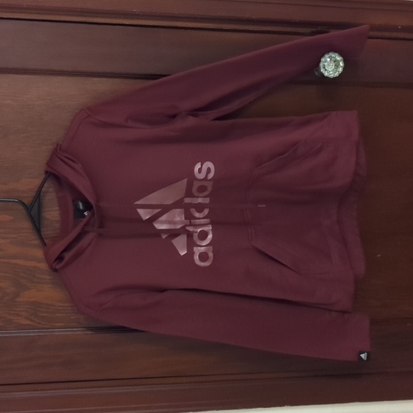 Adidas Plum Purple Soft Hooded Kangaroo Pouch Athletic Sweatshirt Size Medium - Picture 1 of 4